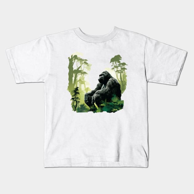 Black Gorilla Kids T-Shirt by zooleisurelife